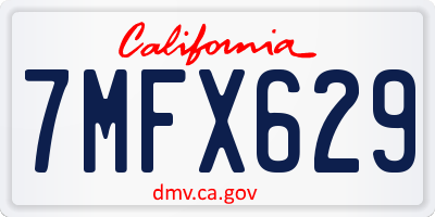 CA license plate 7MFX629