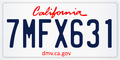 CA license plate 7MFX631