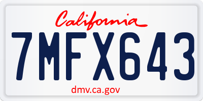 CA license plate 7MFX643