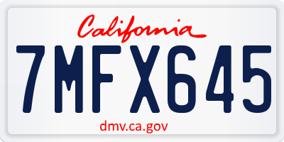 CA license plate 7MFX645