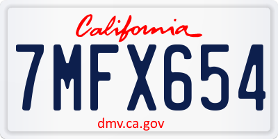 CA license plate 7MFX654