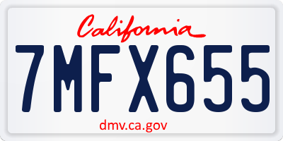 CA license plate 7MFX655