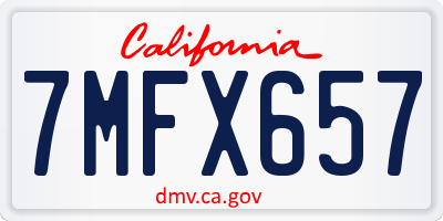 CA license plate 7MFX657