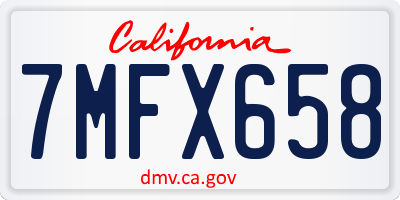 CA license plate 7MFX658