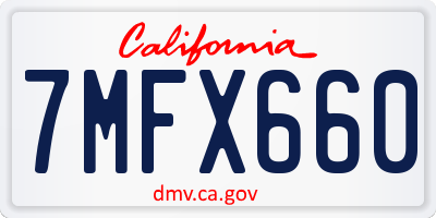 CA license plate 7MFX660