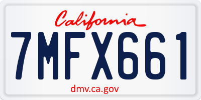 CA license plate 7MFX661