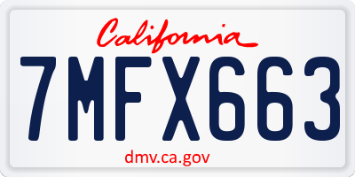 CA license plate 7MFX663