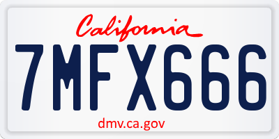 CA license plate 7MFX666