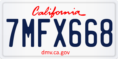 CA license plate 7MFX668