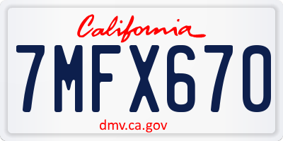 CA license plate 7MFX670