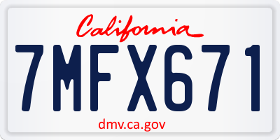 CA license plate 7MFX671