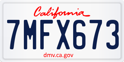 CA license plate 7MFX673