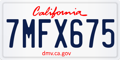 CA license plate 7MFX675
