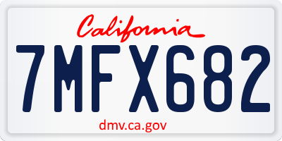 CA license plate 7MFX682