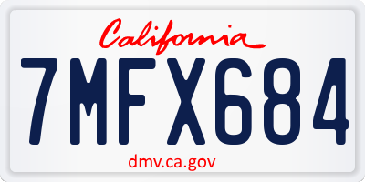 CA license plate 7MFX684
