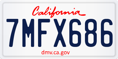 CA license plate 7MFX686