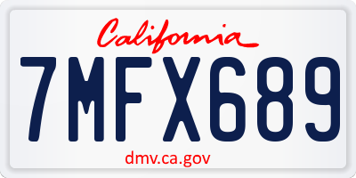 CA license plate 7MFX689