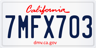 CA license plate 7MFX703