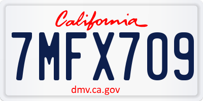 CA license plate 7MFX709