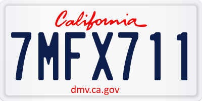 CA license plate 7MFX711