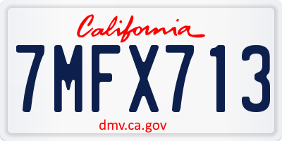 CA license plate 7MFX713