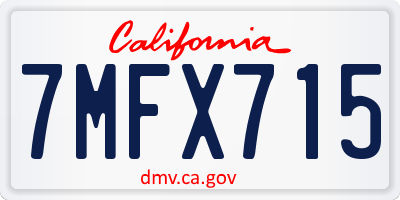 CA license plate 7MFX715
