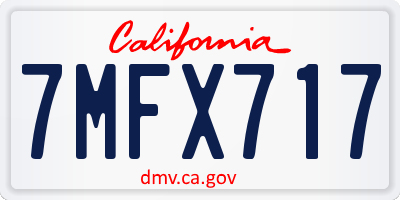 CA license plate 7MFX717