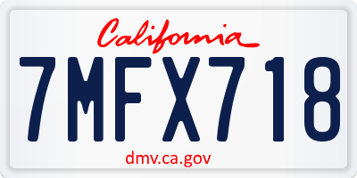 CA license plate 7MFX718