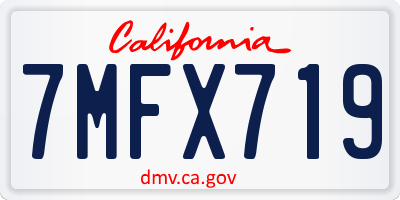 CA license plate 7MFX719