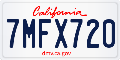 CA license plate 7MFX720