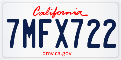 CA license plate 7MFX722