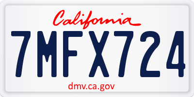 CA license plate 7MFX724