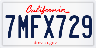CA license plate 7MFX729