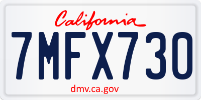 CA license plate 7MFX730