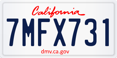 CA license plate 7MFX731