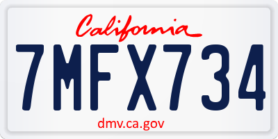 CA license plate 7MFX734