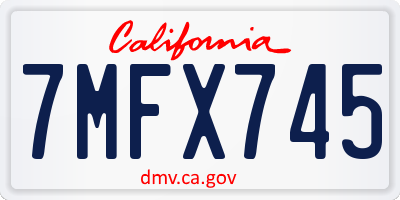 CA license plate 7MFX745