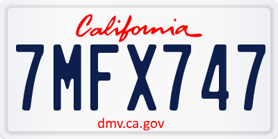 CA license plate 7MFX747