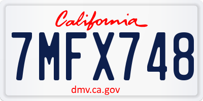 CA license plate 7MFX748