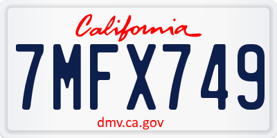 CA license plate 7MFX749