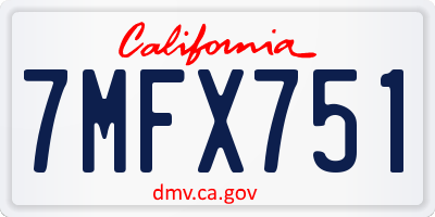 CA license plate 7MFX751