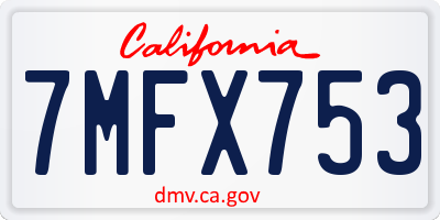 CA license plate 7MFX753