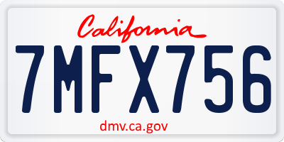 CA license plate 7MFX756