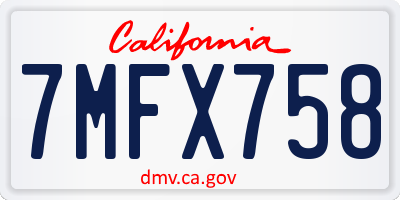 CA license plate 7MFX758