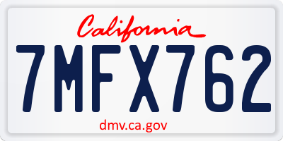 CA license plate 7MFX762