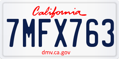 CA license plate 7MFX763