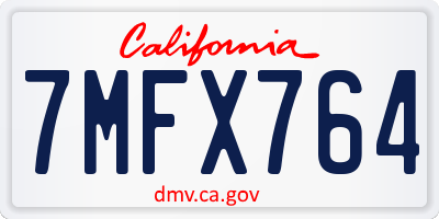 CA license plate 7MFX764