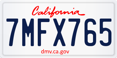 CA license plate 7MFX765