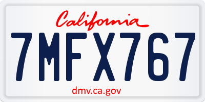 CA license plate 7MFX767