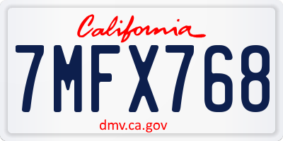 CA license plate 7MFX768